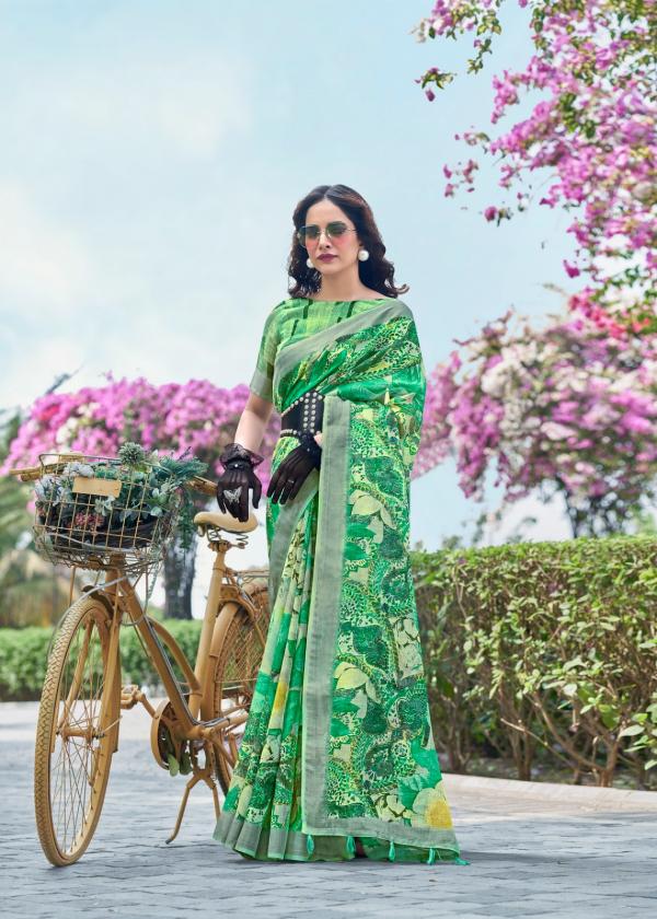 Digital Mount Cottage 1 Floral Printed Linen Saree Collection